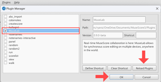 MuseScore Plugin Manager Reload Plugins